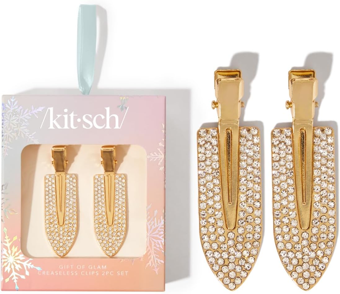 GOLD RHINESTONE CREASELESS CLIPS 2PC SET | Hair clips | LOSHEN & CREM