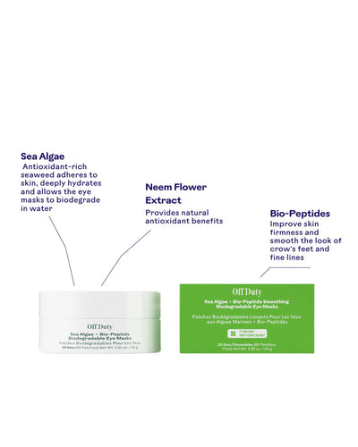 OFF DUTY SEA ALGAE + BIO-PEPTIDE SMOOTHING BIODEGRADABLE EYE MASKS | Eye puffiness | LOSHEN & CREM