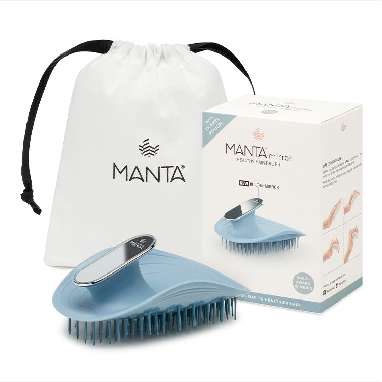 MANTA HAIR BRUSH - Blue with mirror | Combs & Brushes | LOSHEN & CREM