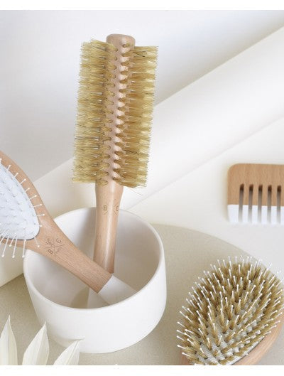 ROUND WOODEN BRUSH - 100% BOAR BRISTLES | Combs & Brushes | LOSHEN & CREM